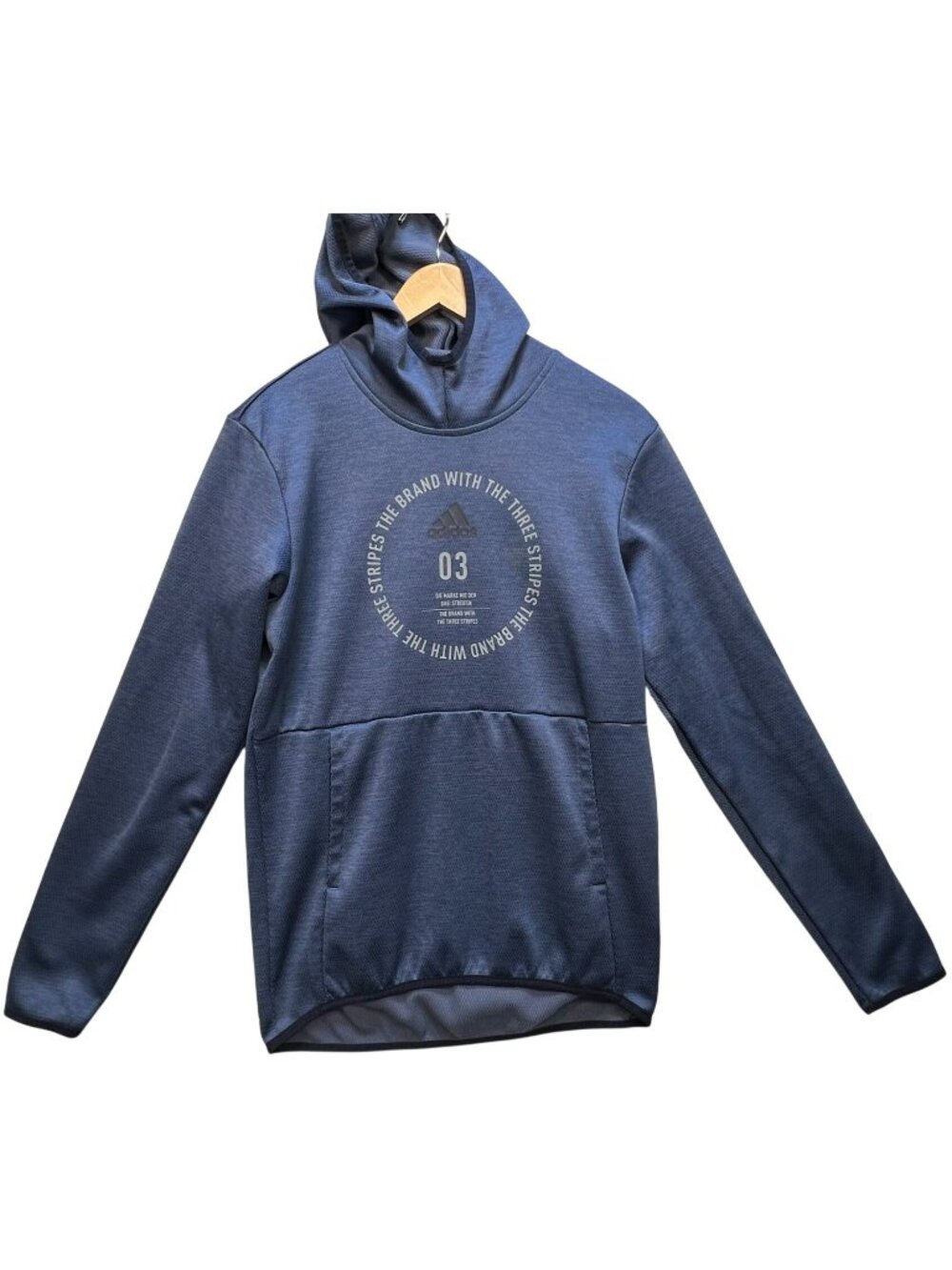 Adidas Men's Fleece Athletic Climawarm Pullover Hoodie Long Sleeve Size S Blue